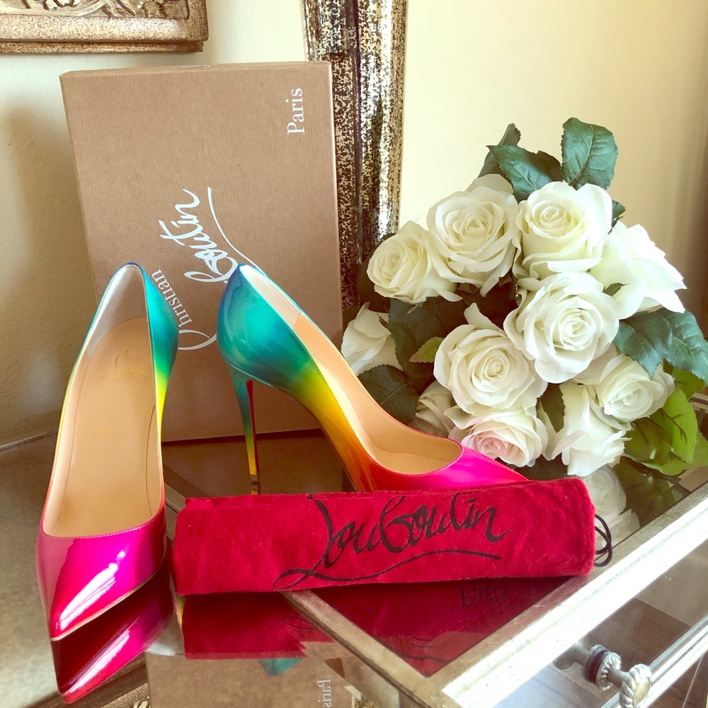 Christian Louboutin Pigalle Patent Rainbow sz 38.5